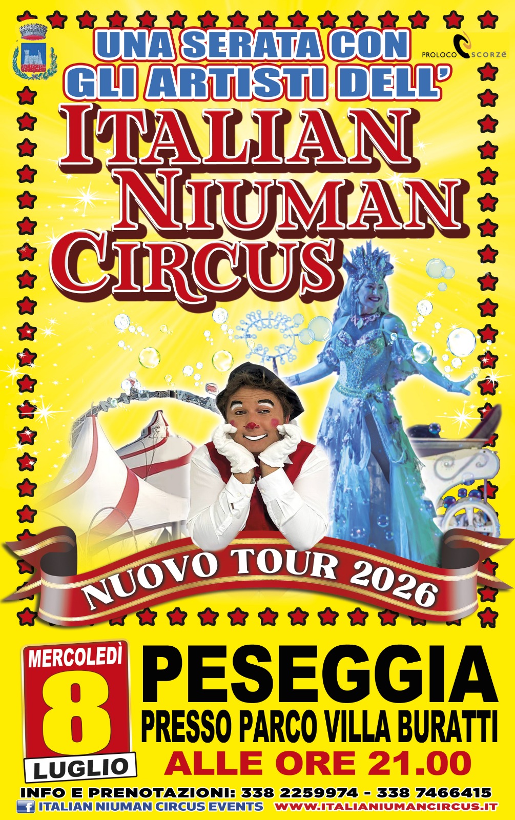 Italian Niuman Circus spettacolo per famiglie - 8 luglio 2026 - Villa Buratti Peseggia